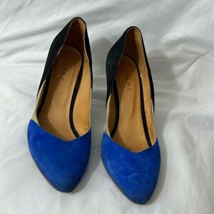 Sezane Heels - Blue Gold Black